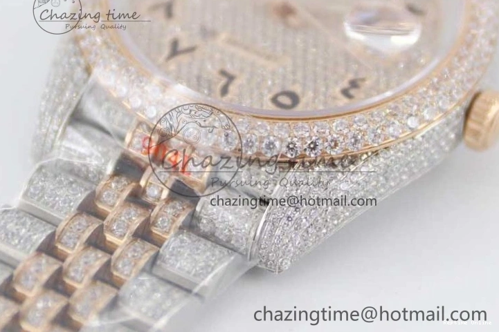 1225 Affordable Datejust 41 SS RG Full Diamonds TWF 1:1 Best Edition Arabic Markers Dial on Jubilee Bracelet A 2385